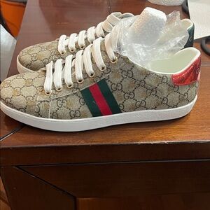 GG Beige and Red Men's Sneakers